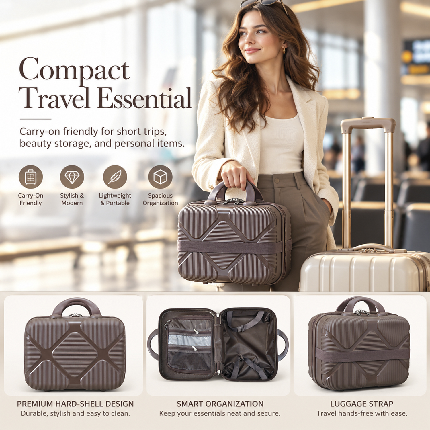 Mini Hard-Shell Vanity Case / Cosmetic Travel Bag