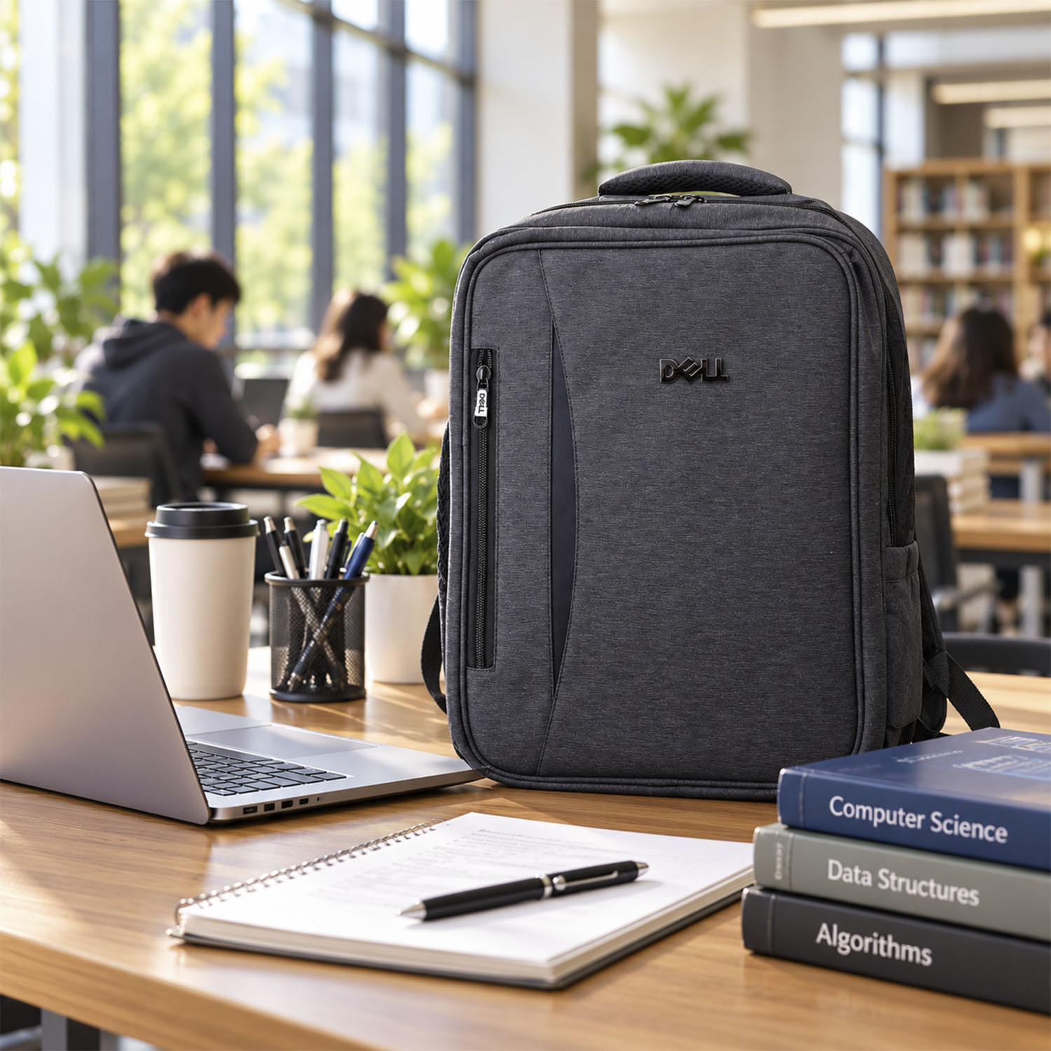 Dell Laptop Backpack Dark heathered grey/charcoal woven Fabric. , Water-resistant