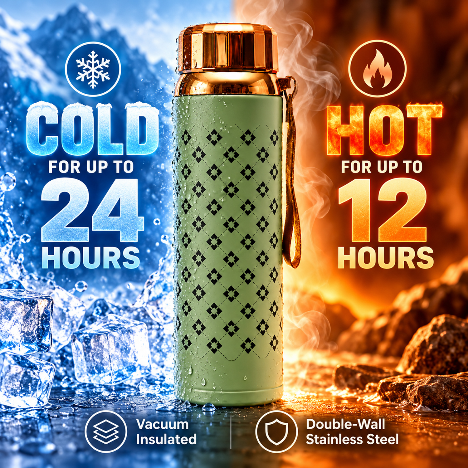 Water Bottle | Leakproof Stainless Steel Water Vacuum Flask 1000ml Grey color (Copy)