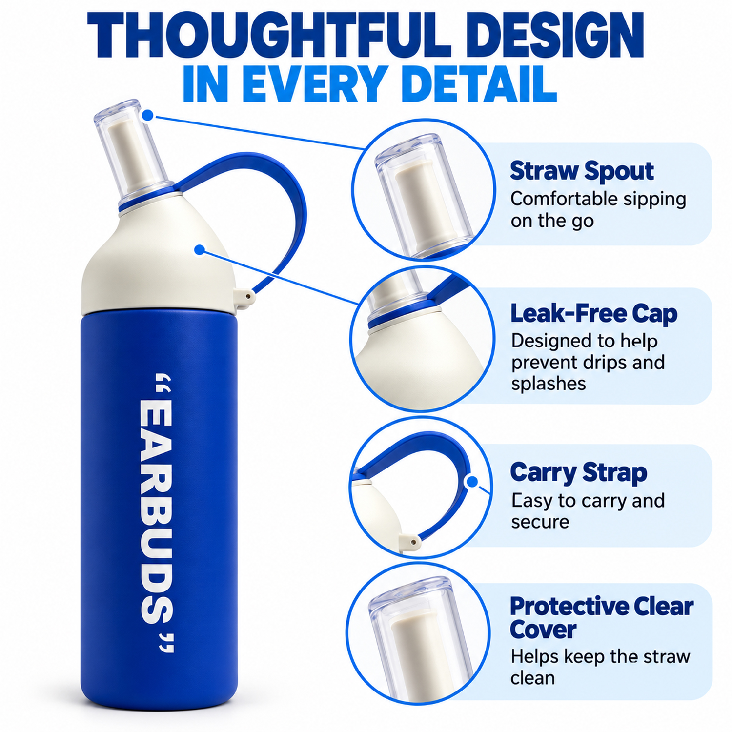 Sports water bottle - stainless steel insulated cup