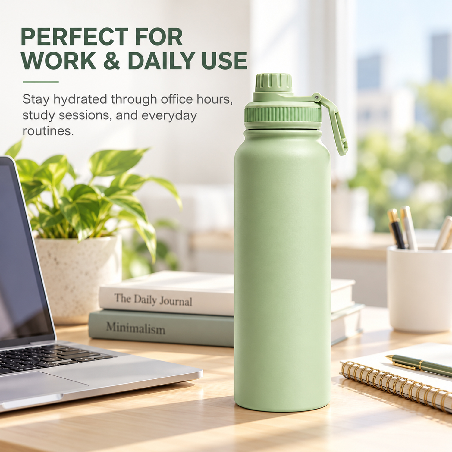 Insulated Metal Stainless Steel Water Bottle Mint Green