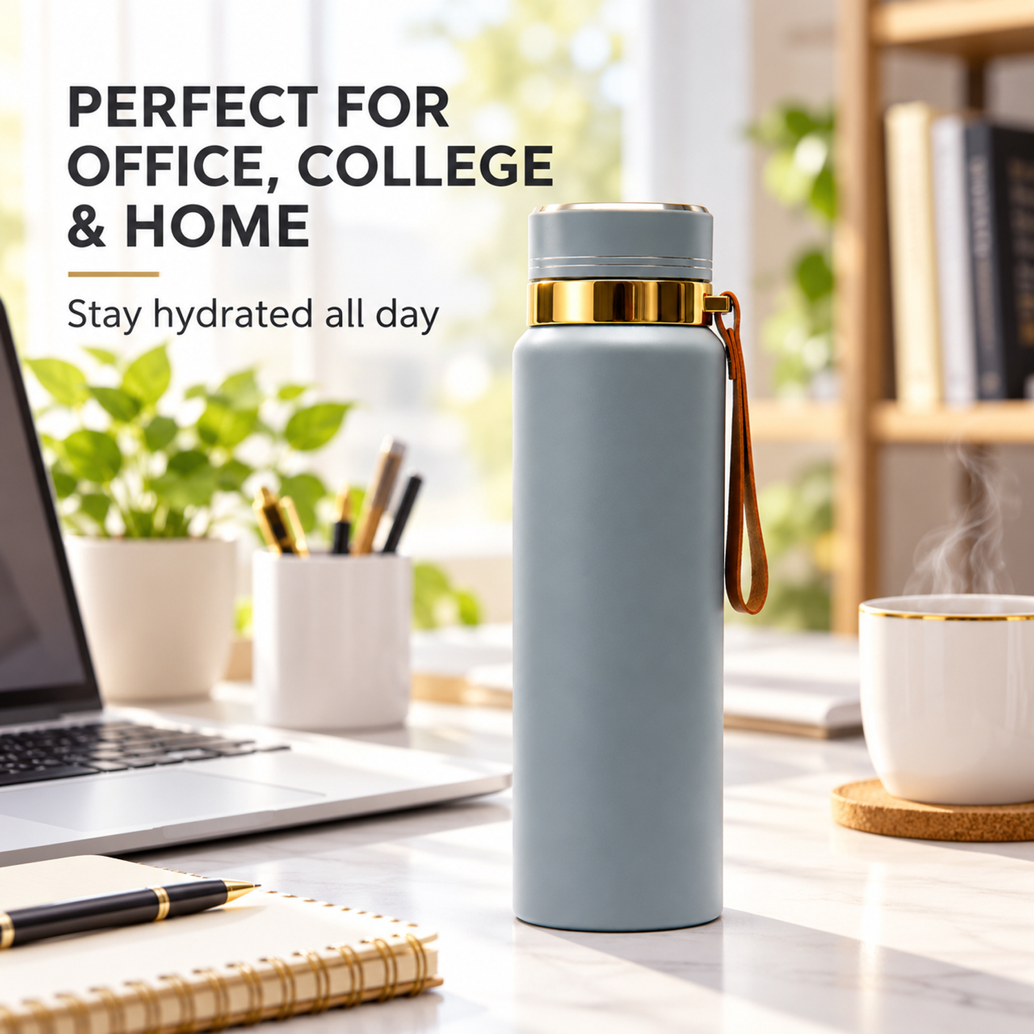 Water Bottle | Leakproof Stainless Steel Water Vacuum Flask 1000ml Grey color