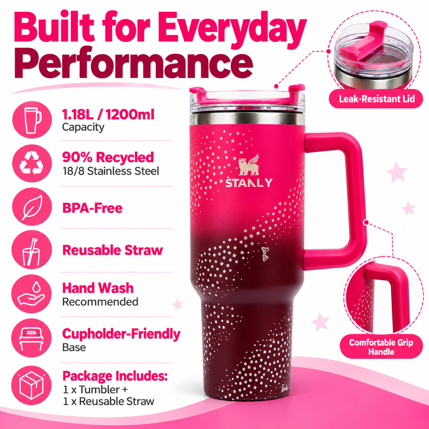 Stanley X Barbie™ 70s Superstar Quencher 1200ml