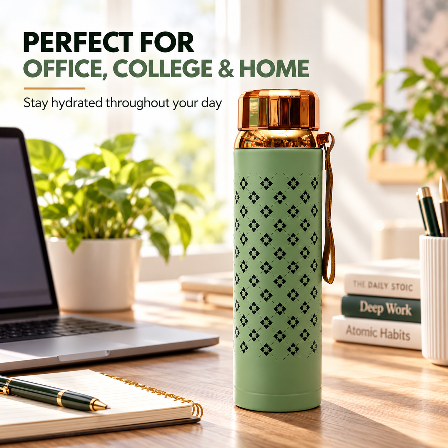 Water Bottle | Leakproof Stainless Steel Water Vacuum Flask 1000ml Grey color (Copy)