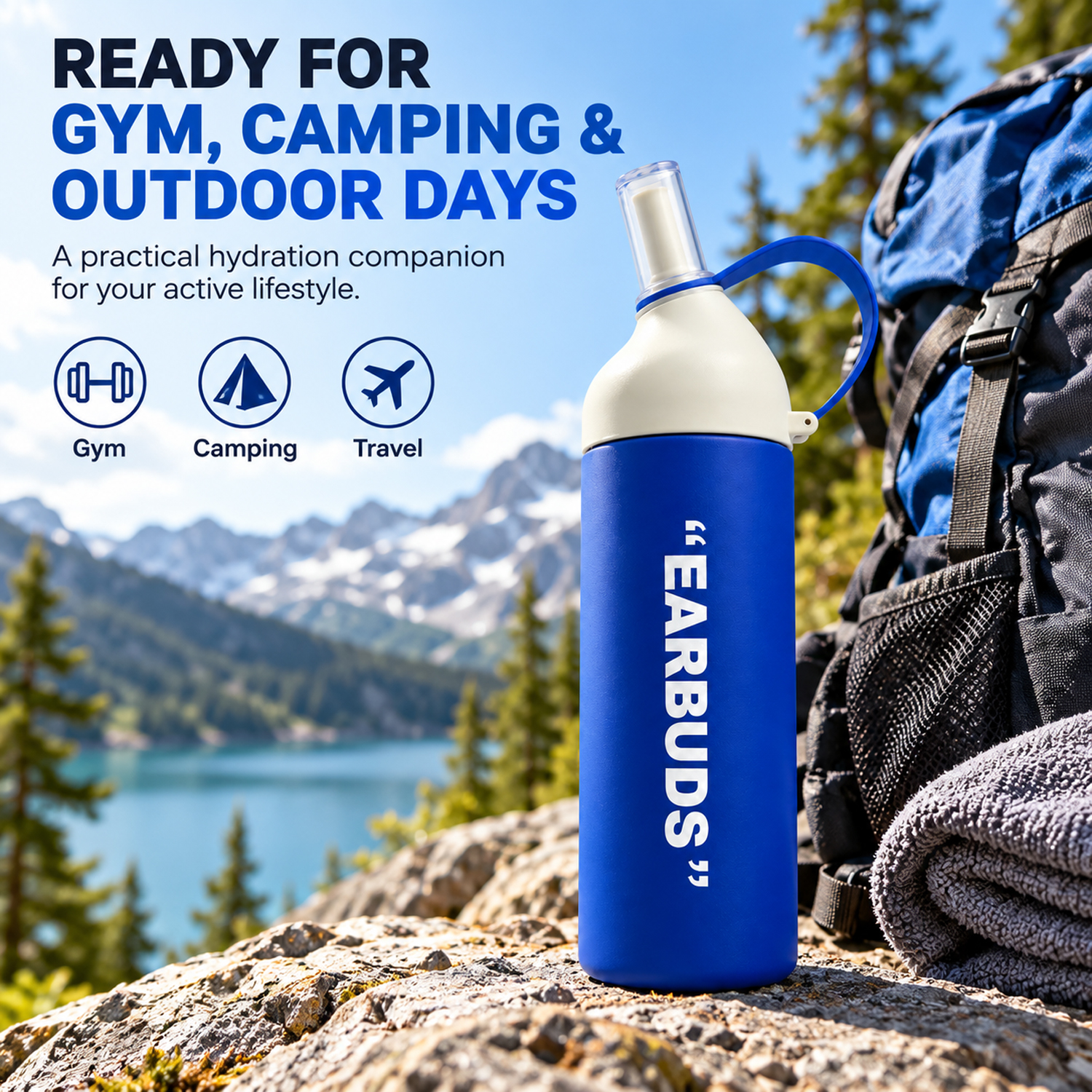Sports water bottle - stainless steel insulated cup