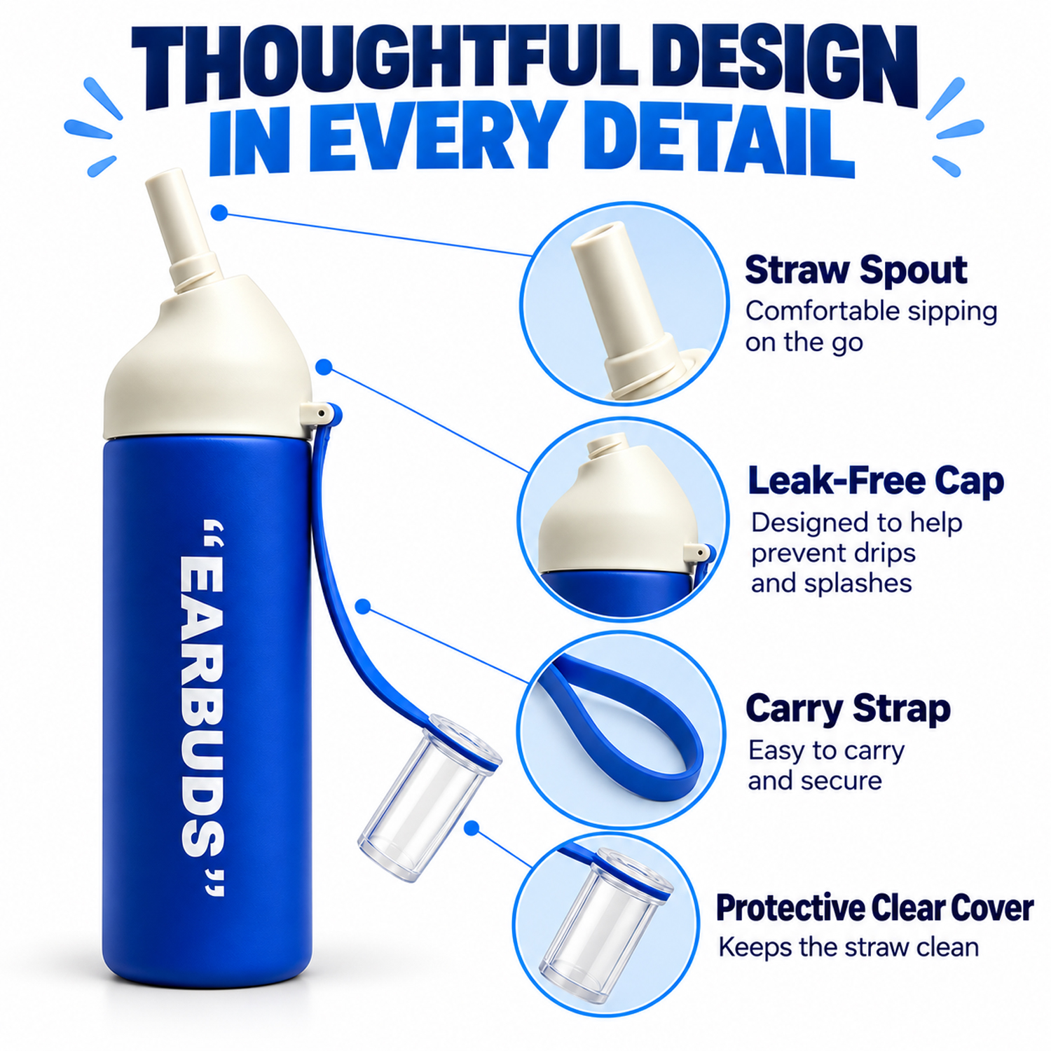 Sports water bottle - stainless steel insulated cup